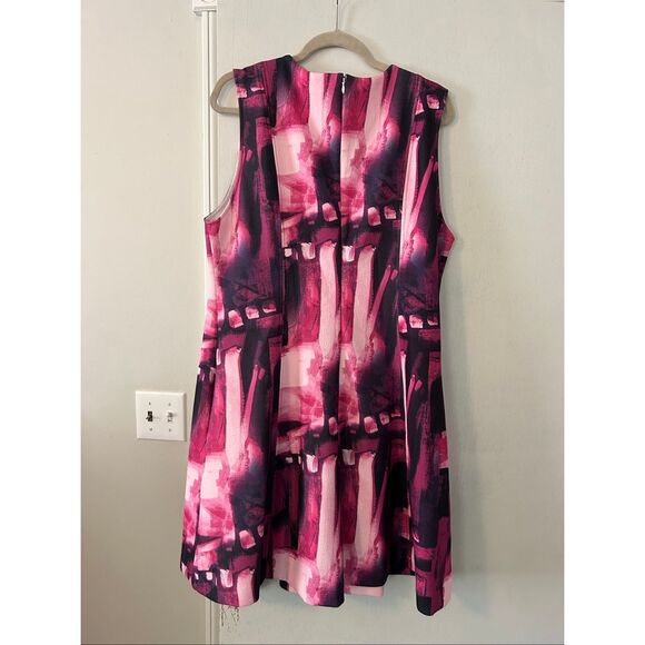 N NATORI NWT Brushstroke Pleated Dress Purple Pink Sz 18, MP $160 - Picture 5 of 11